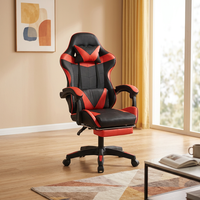 Chaise de jeu en cuir PU de style traditionnel avec accoudoirs inclinables et repose-pieds, structure en acier pour la maison, le bureau et l'hôtel
