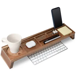 Organizador de escritorio de madera natural personalizado Organizadores de madera multicompartimentos para el hogar, oficina, accesorios de cubículo