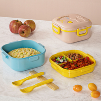 Boîte à bento de pique-nique de dessin animé mignon compartiment à lunch portable pour micro-ondes fourchette cuillère école nourriture fraîche mallette de rangement enfant