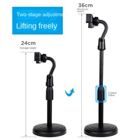 Support de téléphone portable 2 en 1 Support de tablette Bureau 360 Rotation pour Desktop Live Streaming Overhead Shoot Video Round Base