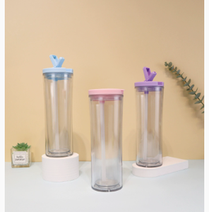 Nouvelle tasse minimaliste d'intérieur pour la maison, double paroi isolée, avec infuseur à paille, corps droit, bouchon à vis, 710 ml, pour boire <span class=keywords><strong>de</strong></span> l'<span class=keywords><strong>eau</strong></span> - Product Image 2