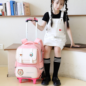 Sacs d'école à roulettes pour enfants, mignons et de grande capacité, cartables pour élèves du primaire, sacs à dos à roulettes détachables pour filles et garçons - Product Image 6