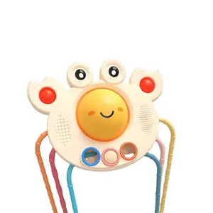 귀여운 게 아기 감각 당기기 끈 밧줄 장난감 실리콘 졸라매는 끈 몬테소리 당기기 끈 활동 완구 아기 진정 장난감