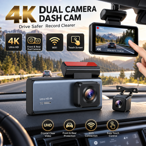Cámara <span class=keywords><strong>de</strong></span> Coche Delantera y Trasera 4K <span class=keywords><strong>de</strong></span> 2 Canales con WIFI y GPS, Caja Negra <span class=keywords><strong>para</strong></span> Coche, Monitor <span class=keywords><strong>de</strong></span> Estacionamiento 24H, Grabadora <span class=keywords><strong>de</strong></span> Conducción - Product Image 1