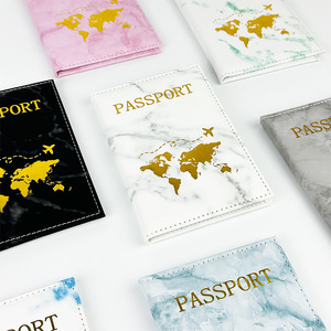 Porte-<span class=keywords><strong>Passeport</strong></span> d'Affaires en Cuir PU Effet Marbré Personnalisable, Protège-Passeports de Voyage avec Marquage à Chaud Doré pour Logo - Product Image 1