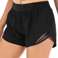 Pantalones cortos deportivos para mujer, shorts transpirables de empalme de malla, para correr, yoga, antivaho, dos piezas de gimnasio