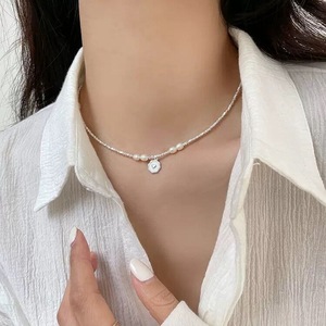 สร้อยคอหัวใจมุกสีเงิน S925 เงินสเตอร์ลิง สร้อยคอคลาวิเคิล เครื่องประดับสำหรับผู้หญิงสวมใส่ทุกวัน - Product Image 5
