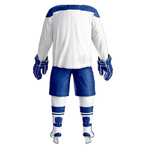 Uniforme de Hockey sobre Hielo LM para Hombre Adulto, Blanco y Azul, Sublimado, Ropa de Práctica Transpirable de Poliéster, Servicio OEM, Modelo LMI-006 Needle - Product Image 3
