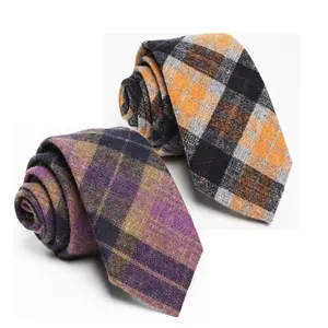 Vendita calda design classico italiano di lusso da 6cm in lana sottile lana skinny cravatta cravatta cravatta grigio navy tartan plaid per gli uomini