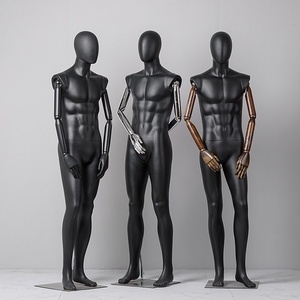 Maniquí Masculino de Cuerpo Completo en Negro Mate <span class=keywords><strong>con</strong></span> <span class=keywords><strong>Brazos</strong></span> <span class=keywords><strong>Articulados</strong></span> para Exhibición en Escaparates de Tiendas de Ropa Masculina y Transmisiones en Vivo - Product Image 3