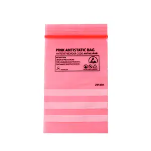 Factory Custom Pink Antistatic Grip-Seal Reclosable Bags With Gravure Printing Antistatic Grip-Lock Surface Handling