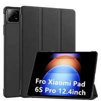 Support triple pliable en cuir PU de luxe 12.4 pouces Mi Pad Pro 6s Gen2 2024 étui intelligent pour tablette pour Xiaomi Pad 6s Pro 12.4
