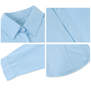 Pijama sexy suelto de estilo medio blanco para mujer, Camisa de gasa de manga larga - Product Image 5