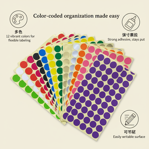 Multi-colored round dot <b>label</b> stickers, colored blank classification markers, journal decorations, file organization, self-adhes - Product Image 2
