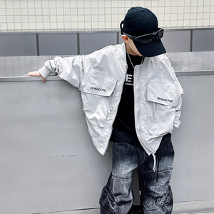 Blouson Bomber Garçon Printemps/Automne 2026 Nouveau Style Taille Moyenne à Grande Fermeture Éclair Polyester Élégant pour Enfants - Product Image 2