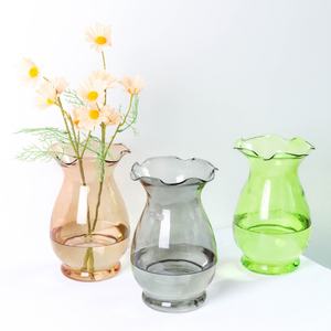 हस्तनिर्मित बहुकोशिकीय कला घर सजावट फूलों के वैसों के लिए रचनात्मक डिजाइन शादी ग्लास वेस - Product Image 3