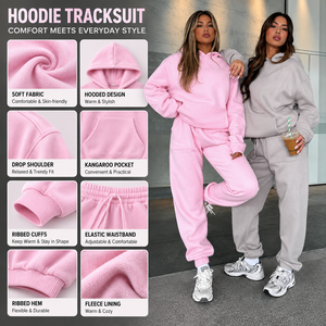 Set Tuta Felpata di Lusso Personalizzata in Cotone 100% con Fodera in Pile, Vestibilità Rilassata Oversize con Spalle Cadenti, <span class=keywords><strong>Abbigliamento</strong></span> <span class=keywords><strong>Donna</strong></span> - Product Image 4