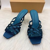 Nouvelle Collection Été ZA2026 – Sandales à Talons Hauts Creuses en Strass, Style Féerique, Bout Carré Ouvert, à Enfiler