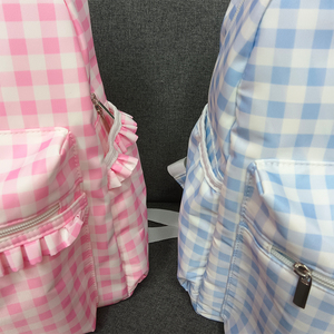 Sublimation Children Toddler Kids Ruffles <strong>Lunch</strong> Book <strong>Bags</strong> Back to School Pink Blue Gingham Nylon <strong>Backpack</strong> - Product Image 5