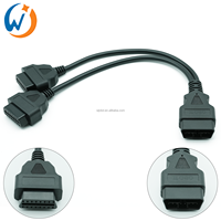 16 Pin OBD2 J1962 Male to Dual Female Y Splitter Extension Cable for Obd Scanner Code Recorder Devices