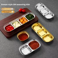Yolecen 304 plat de trempage à plusieurs compartiments en acier inoxydable pour barbecue coréen pique-nique en plein air et assaisonnement à la sauce soja pour restaurants