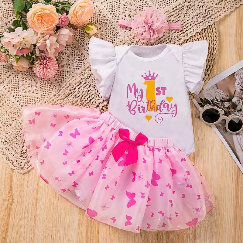 Hot 0-2 Years Baby Girl One Year Birthday Cloth Gift Infant Cake Tutu Dress  Baby Birthday for Party Baby Year Old Party Dress