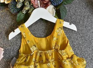 Summer Children Kids Girls Korean Yellow Color Casual <b>Dresses</b> With Jewelry and Bow-knot Decorated - Product Image 6
