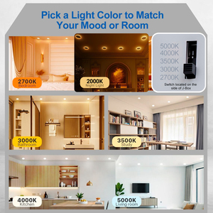 Faretto <span class=keywords><strong>LED</strong></span> <span class=keywords><strong>da</strong></span> <span class=keywords><strong>Incasso</strong></span> ETL Energy Star 4/6 Pollici 9/12W 5CCT con Luce Notturna Dimmerabile <span class=keywords><strong>Pannello</strong></span> Sottile per Soggiorno Moderno - Product Image 6