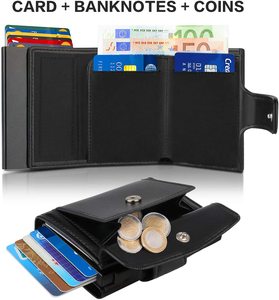 Custom Logo multifunzione sottile portafoglio <span class=keywords><strong>nero</strong></span> per gli uomini Business stile PU e in pelle titolare della carta RFID - Product Image 2