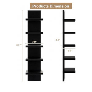 رفوف كتب متعددة الوظائف مصنوعة من خشب الصنوبر ومطلية للتعليق على الحائط لتزيين المنزل - Product Image 3