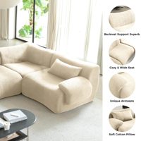 Ensemble de canapé sectionnel crème moderne canapé en tissu à boucle pour bureau appartement meubles rembourrés remplissage éponge pour salon