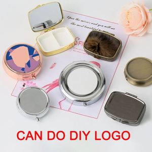 Blank DIY Logo Plastic or Metal Mini Pill Box Silver Bronze Chrome Rose Gold Travel Daily Dispenser <b>Small</b> Medicine Box Organizer - Product Image 2