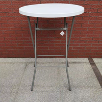 Cadre en métal pliable résine ronde Restaurant salle à manger en plein air Bar café Cocktail hauteur Table pour fête de mariage et utilisation d'événement