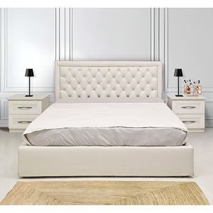 Cama doble MARIA ANTONIETTA en microfibra blanca - Product Image 1