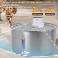 Fontaine à eau sans fil extra-large 11L en acier inoxydable 304 pour plusieurs animaux domestiques, rechargeable par USB, à induction, vente en gros OEM