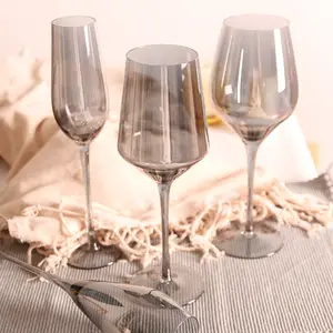 2024新款灰色玻璃杯酒杯香槟长笛杯婚礼和派对餐桌使用厨房酒杯