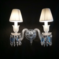 Appliques murales en cristal pour salon, lampes murales décoratives, lustre avec abat-jour en tissu