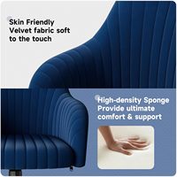 Chaise de bureau à dossier moyen Offre Spéciale au design moderne Chaise de travail pour ordinateur en tissu velours bleu avec roues