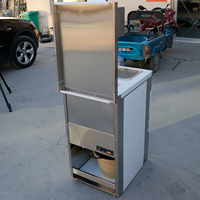 Lavabo portable en acier inoxydable avec robinet chauffant, réservoir d'eau chaude, roulettes à 2 roues, facile à nettoyer, pour lavage des mains en extérieur