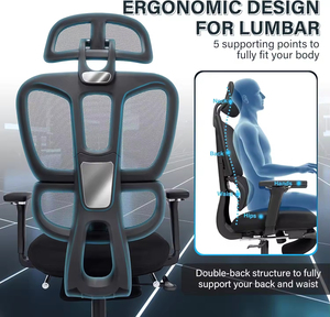 Silla Giratoria Ergonómica de Respaldo Alto con Reposapiés, Reposacabezas y Reposabrazos Ajustables en 2D - Product Image 4