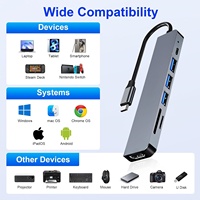 Adaptador USB C Hub 7 en 1, 4K HDTV, 100W PD, 3 USB-A, Lector de Tarjetas SD/TF, Estación de Acoplamiento USB C para PC, Laptop, MacBook