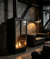 Cheminée murale au gaz - Design moderne en acier pour hôtels et villas, décoration intérieure confortable avec garantie de 5 ans