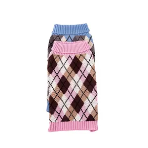 Produttore di maglioni per animali domestici caldi moda personalizzata Plaid e stampa a righe maglieria per animali domestici per piccoli animali