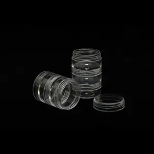 10g 5 Conjoined Bottles Clear Plastic Round Box Jewelry Storage Case Small Container Jars Powdered Cosmetic Samples Box