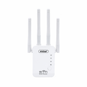 Andowl Mini Router Repetidor WiFi de 2.4GHz con 4 Antenas Blanco - Product Image 1