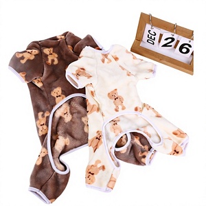 Expédition rapide, vêtements pour animaux de compagnie à quatre pattes en flanelle avec imprimé ours mignon, tenue d'automne et d'hiver pour chiens et chats - Product Image 1