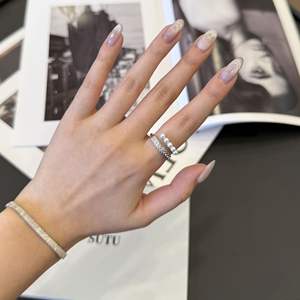 Bague en argent pur S925 avec perle en forme d'épi de blé, design de niche exquis pour l'index, bague de tempérament haut de gamme - Product Image 1