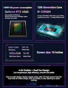 एक स्लिम fhd 1920*1080 gtx1650 dr 4 32 जीबी 16 जीबी + <span class=keywords><strong>1TB</strong></span> 16.1 इंच टच स्क्रीन लैपटॉप - Product Image 2