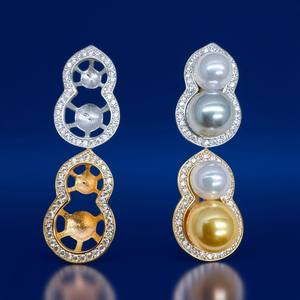 22541 Pendientes de Plata DIY con Doble Perla, Plata S925, Soporte Vacío para Cuentas de 5-8mm, Accesorios - Product Image 4