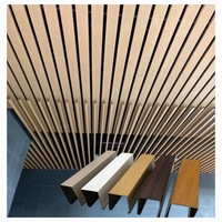 Techos Metálicos Modernos para Interiores, Diseño 3D con Aspecto de Madera, Impermeables, Resistentes al Fuego, Rejilla de Techo Perforada con Bafles de Aluminio Suspendidos